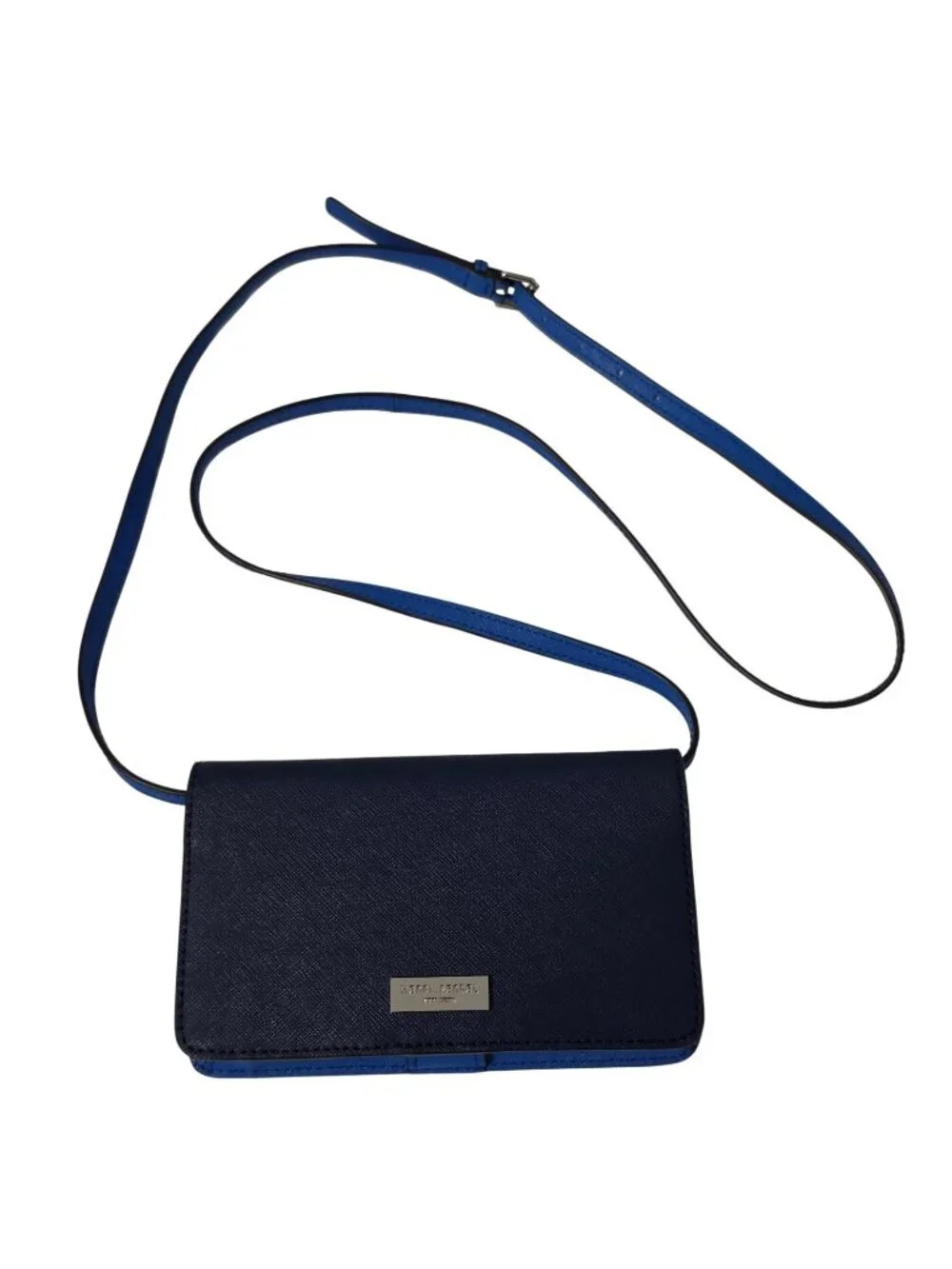 Henri Bendel West 57th XL Smartphone Crossbody Wallet Blue Saffiano NWT